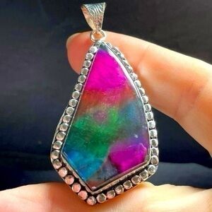Multi Colored Labradorite Pendant 925